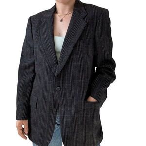 Vintage Christian Dior Tweed Plaid Wool Equestrian Preppy Blazer Sport Coat 40R